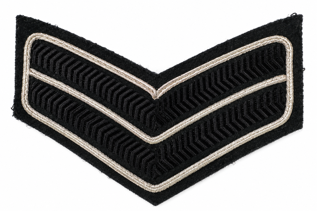 The Rifles Corporal Rank Chevrons – Silver on Black/Green