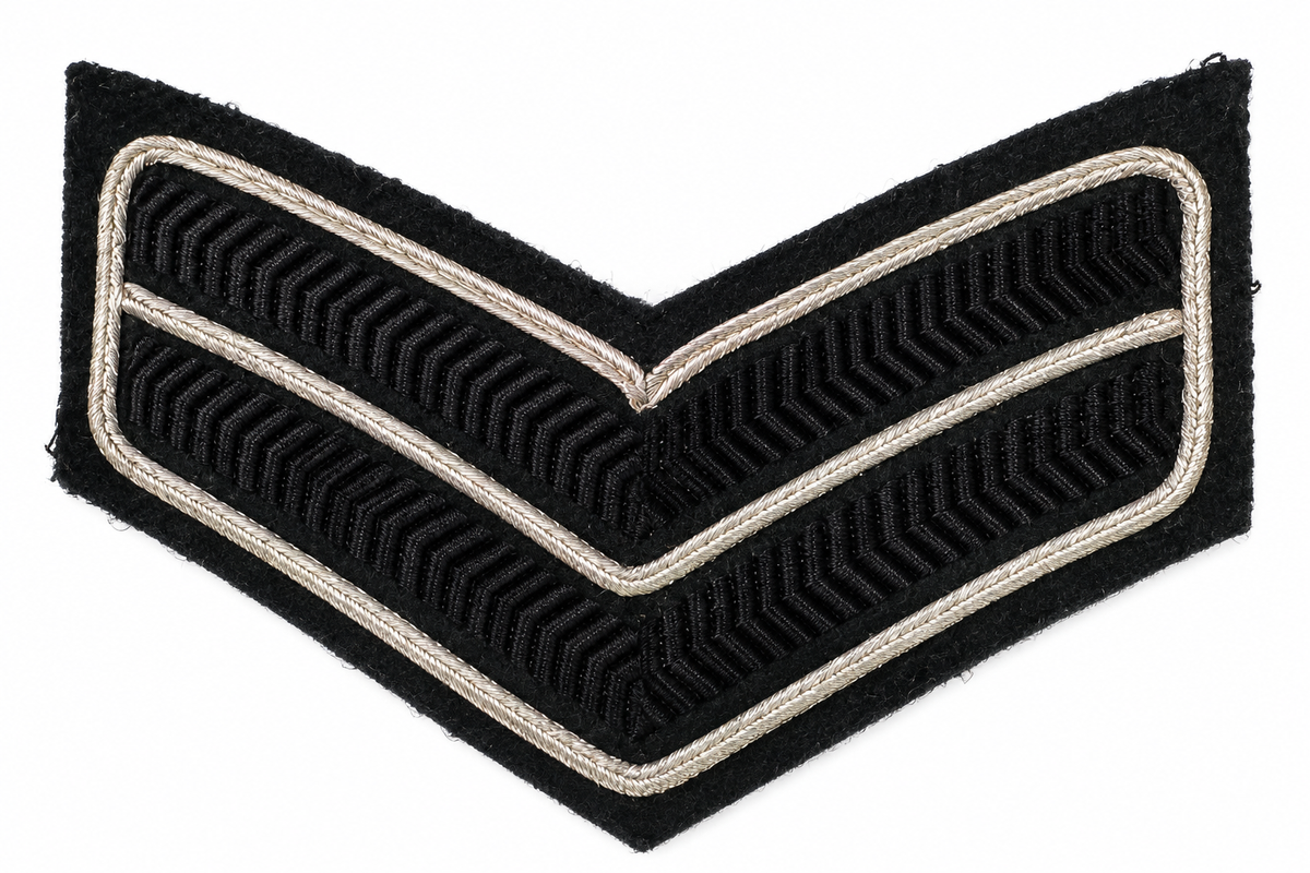 The Rifles Corporal Rank Chevrons – Silver on Black/Green