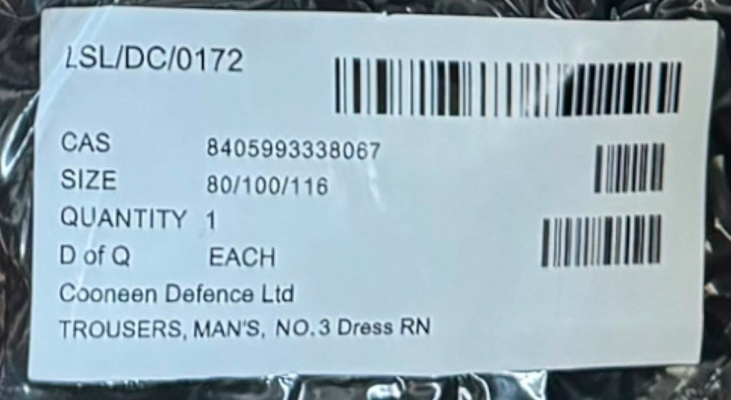 Genuine Royal Navy No.3 Dress Trousers – Black – Various Sizes