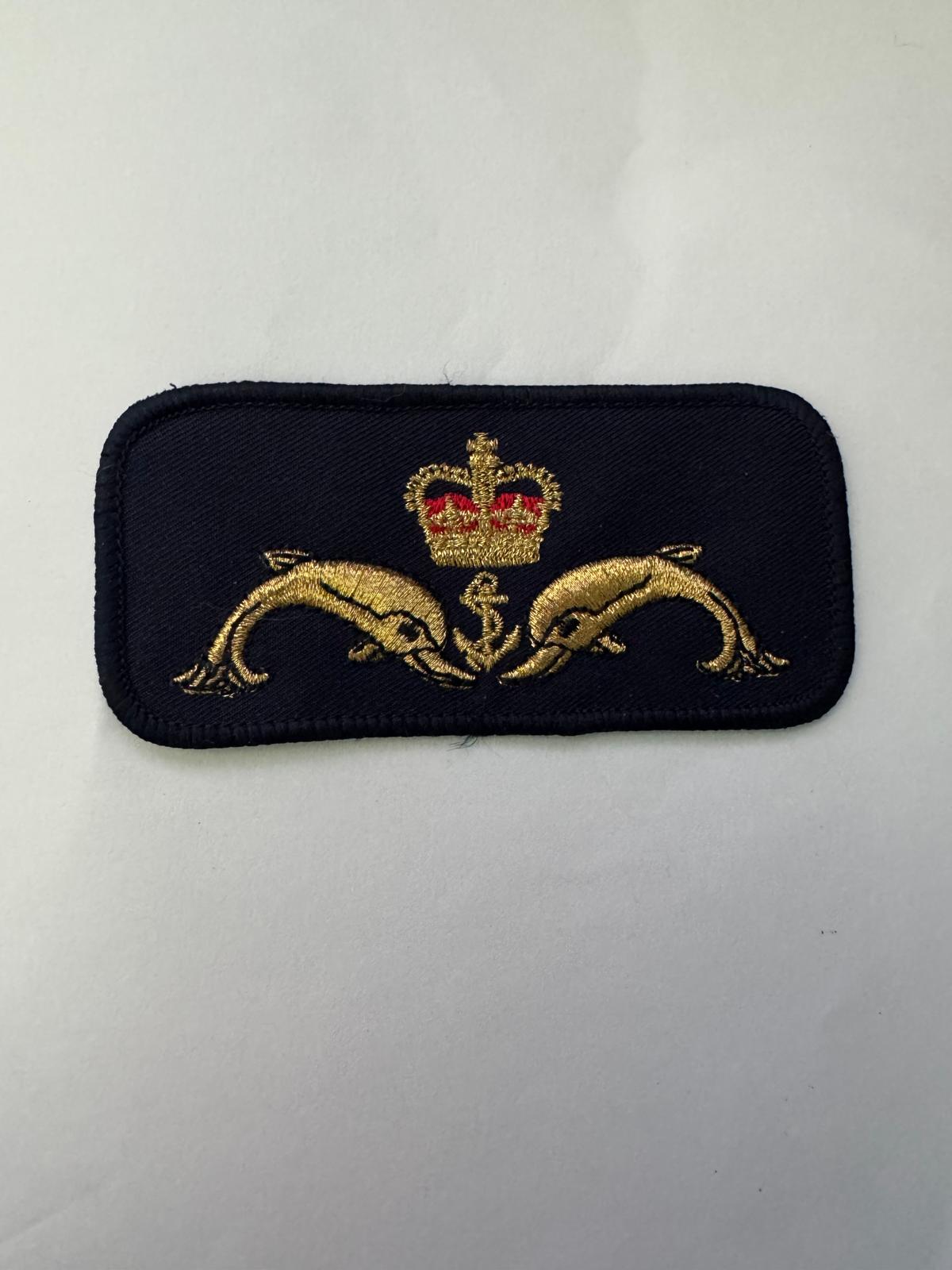 Royal Navy Submariner Dolphins Cloth Badge – Large Overalls Badge – Genuine RN